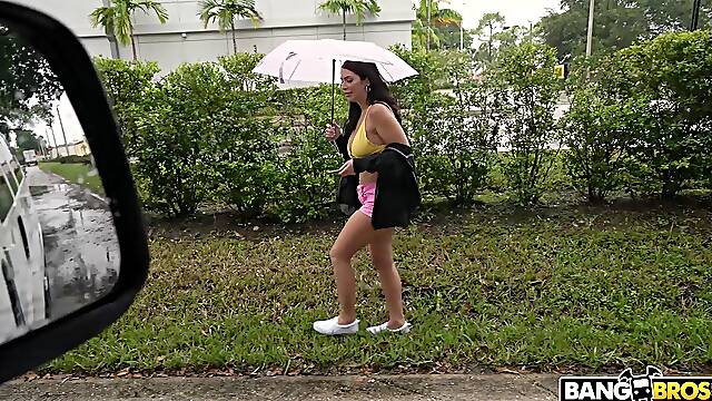 Impressive Latina mom walks into this guy's bang bus for a huge surprise