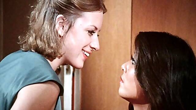 Lesbian blonde and brunette strip and lick hot cunt