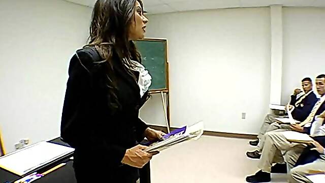 Hot teacher gets fucked deep in her hairy pussy