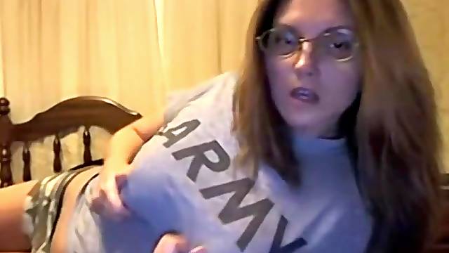 Sexy brunette army wife wanted to make a video for her husband.
