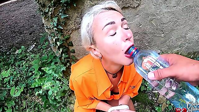 Hawt Prisoner Unfathomable Sucking Knob and had Anal Sex on the Abandoned - Facial