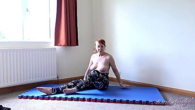 Aunt Judys Large Tit MILFs - Breasty Aged Bombshell Ms. Red - Sexy Yoga Workout