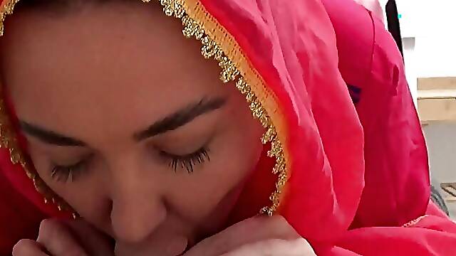 Arab Sexy Milf Sucking My Dick when her husband is outside