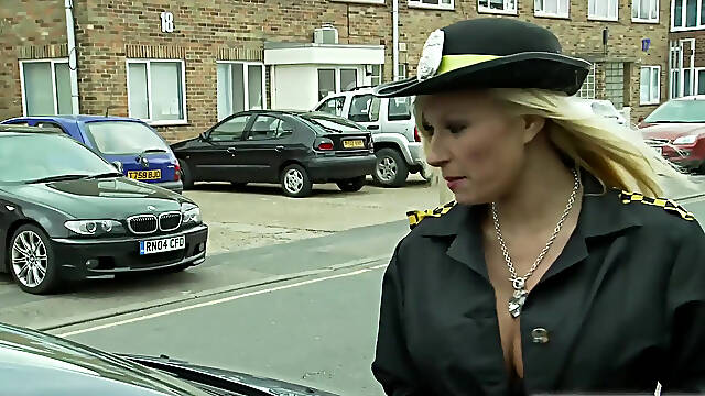 Horny milf gets hot at the police station and gets her pussy a treat