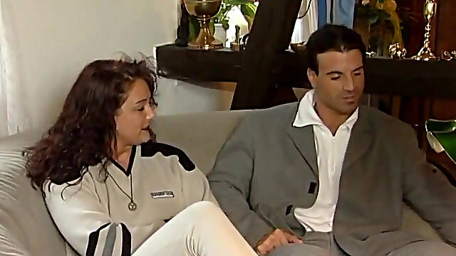 German slut fucking on the sofa