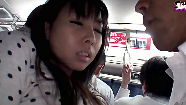 Crowded Bus Tension, Young Wife Stays Still as a Risky Moment Unfolds Beside Her Husband - Scene3