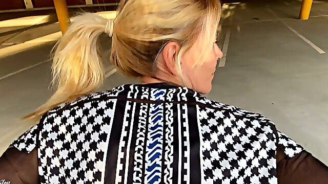 Horny Blonde MILF Slut Gets Fucked Throughout the Parking Garage